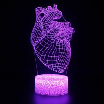 Human Heart Biology 3D Optical Illusion Lamp - 3D Optical Lamp