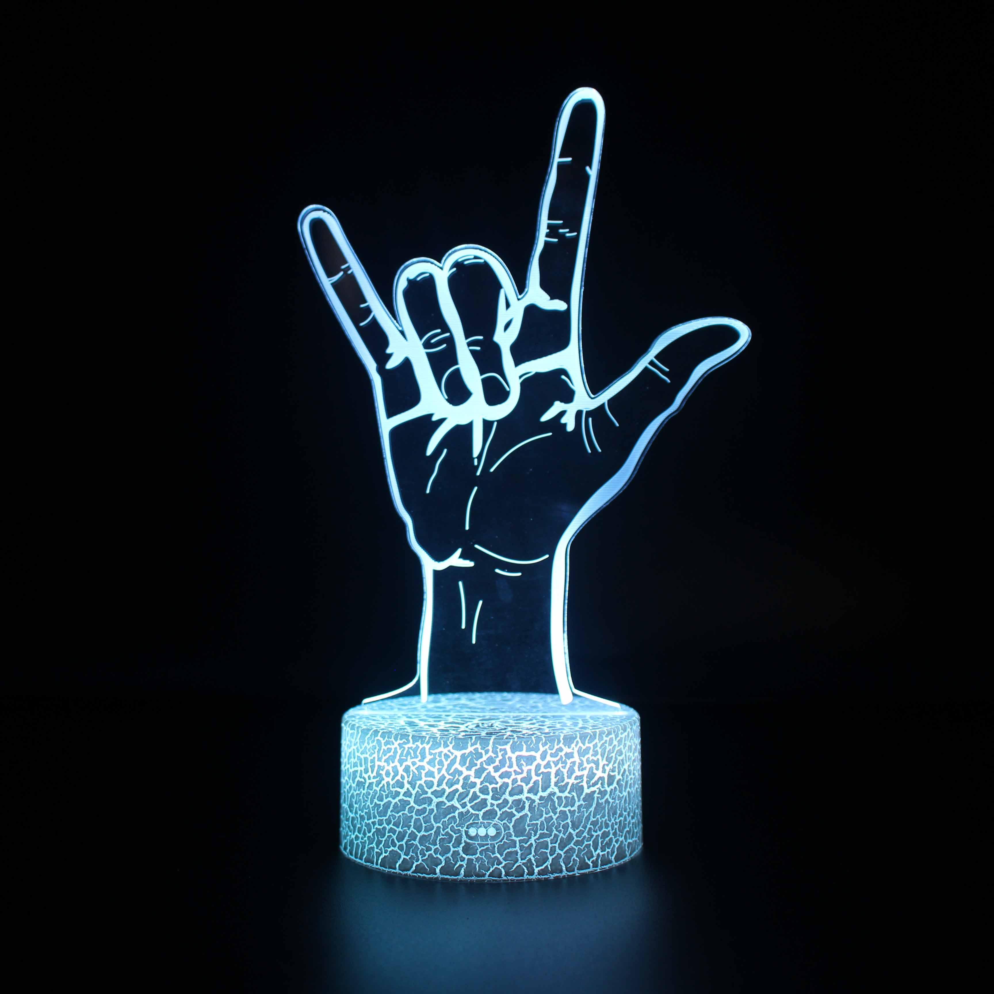 Rock On Hand Gesture 3D Optical Illusion Lamp - 3D Optical Lamp
