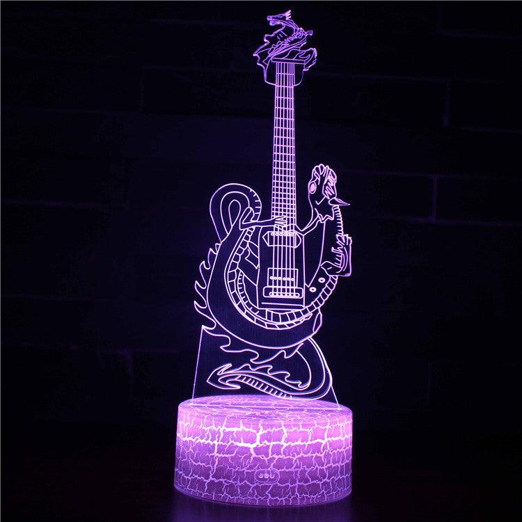 Electric Dragon Guitar 3D Optical Illusion Lamp - 3D Optical Lamp