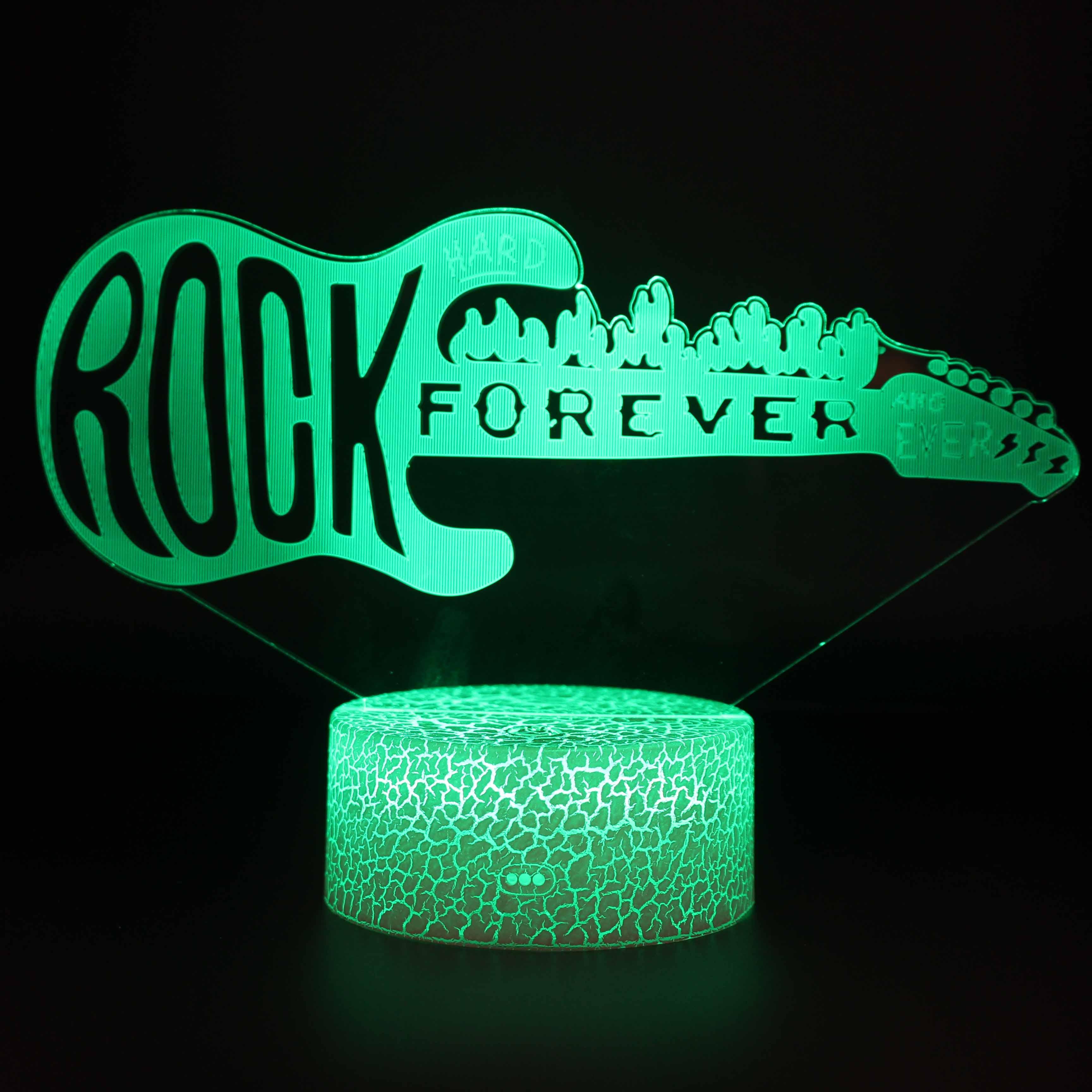 Rock Forever Electric Guitar 3D Optical Illusion Lamp-3D Optical Lamp
