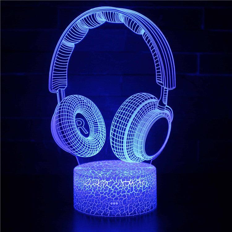 Abstract 3D Headphones Illusion Lamp - 3D Optical Lamp