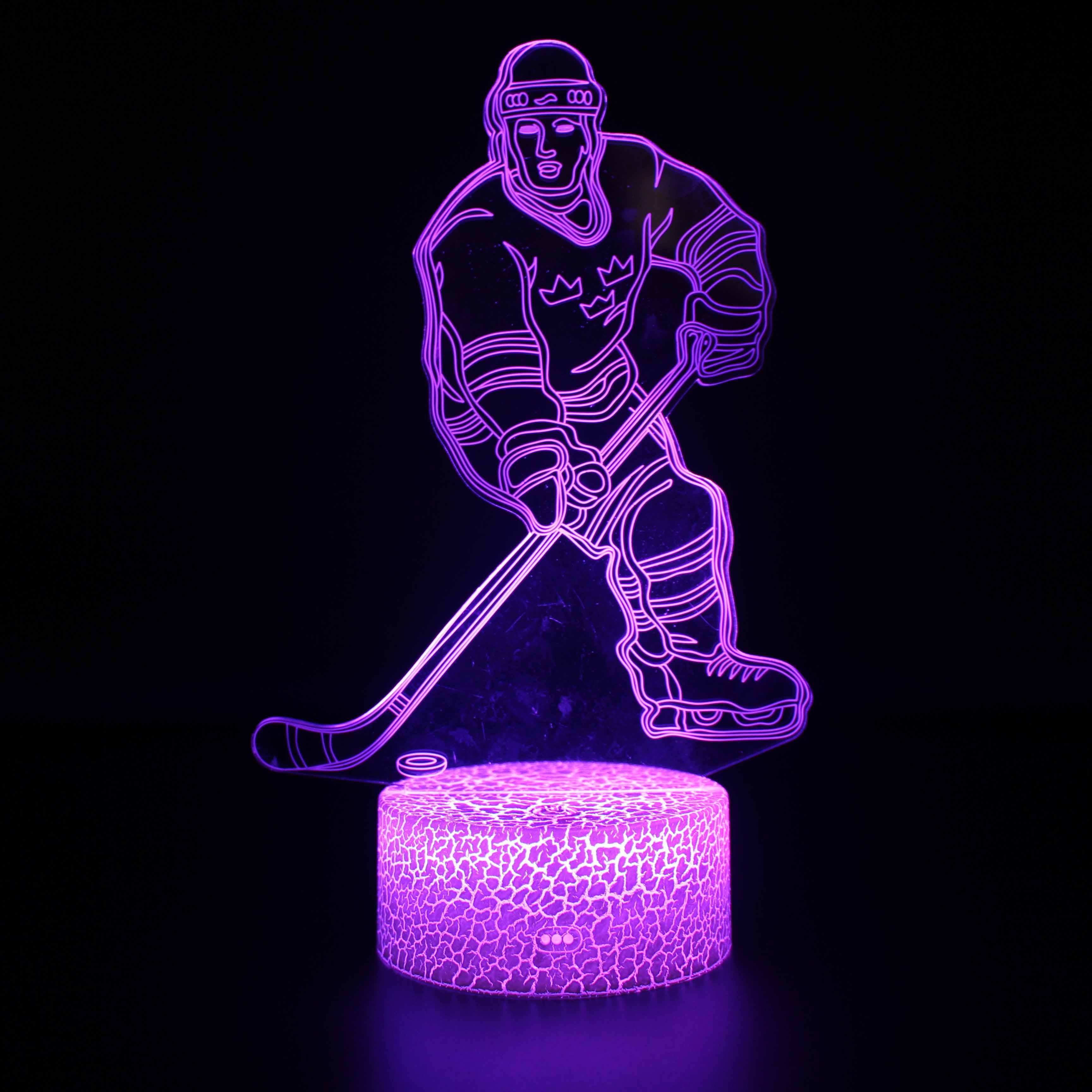 Hockey Player 3D Optical Illusion Lamp - 3D Optical Lamp
