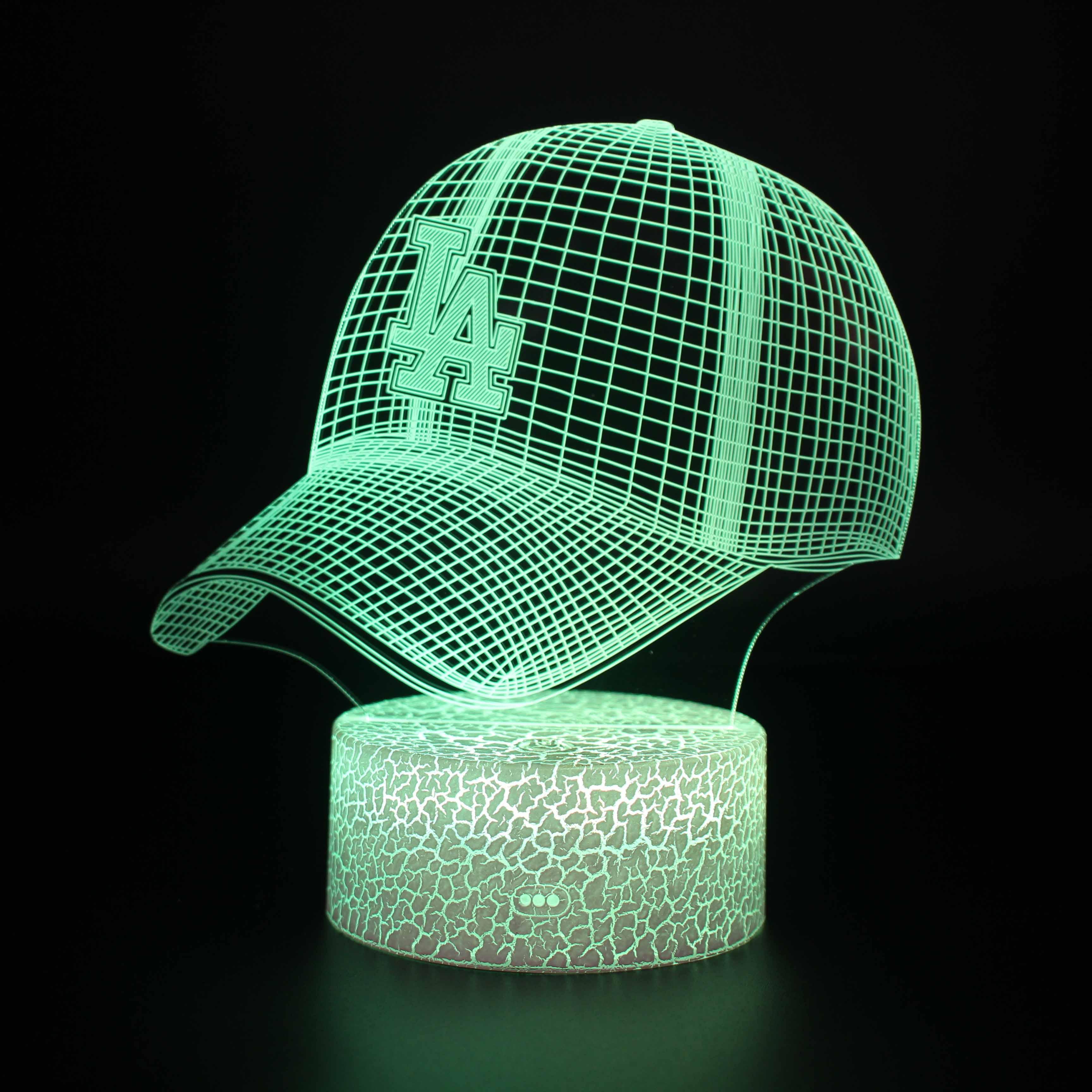 Los Angeles Dodgers Baseball Cap 3D Optical Illusion Lamp - 3D Optical Lamp
