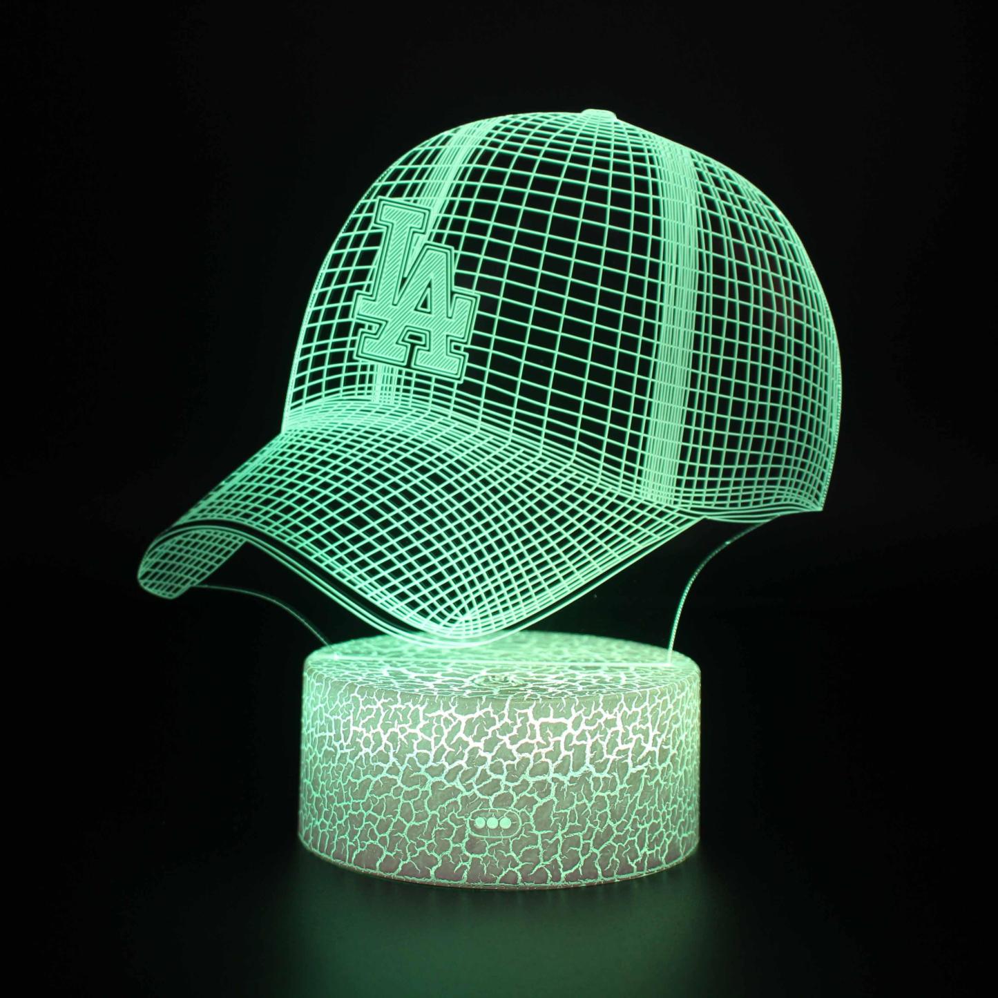 Los Angeles Dodgers Baseball Cap 3D Optical Illusion Lamp - 3D Optical Lamp