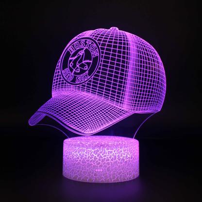 Boston Red Sox Baseball Cap 3D Optical Illusion Lamp - 3D Optical Lamp