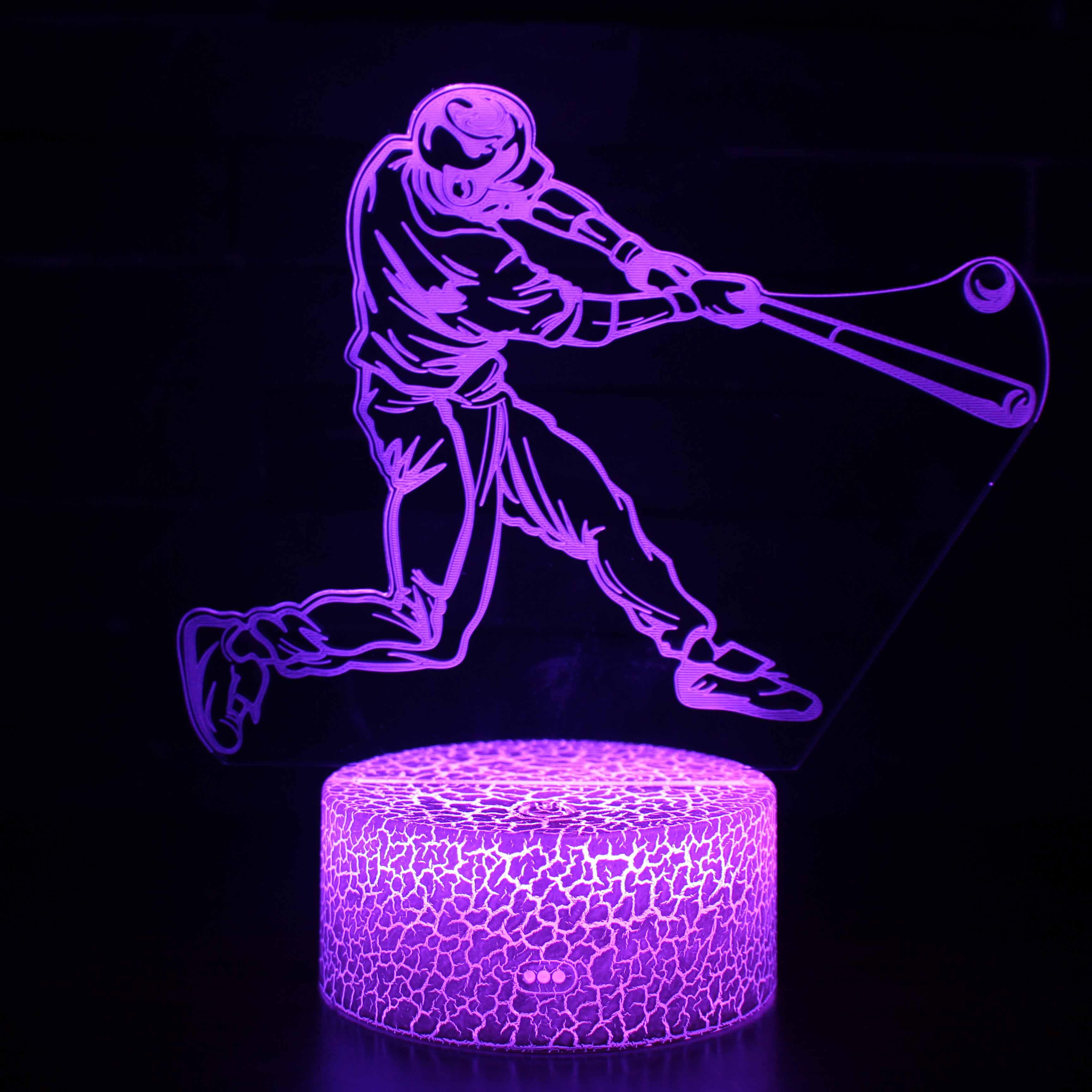 Baseball Player Illusion Light-3D Optical Lamp