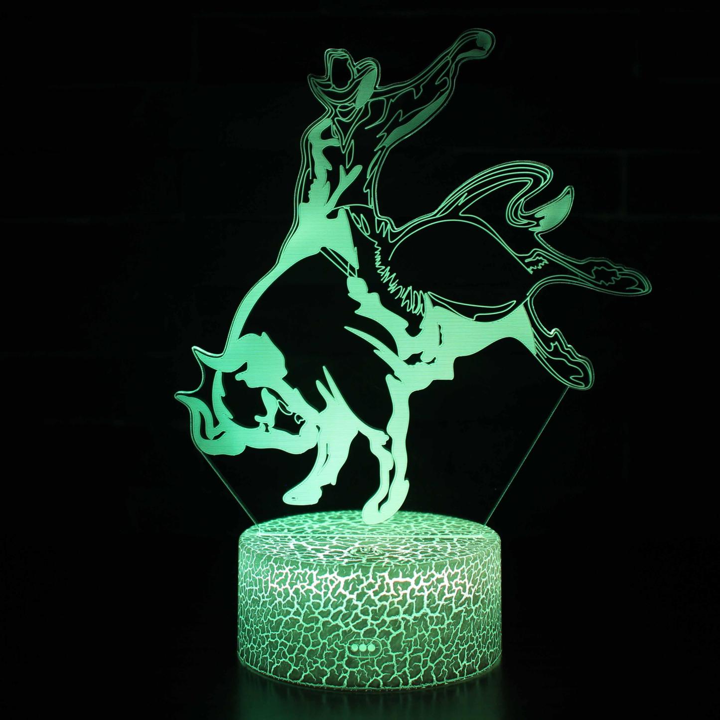Horseback Rider 3D Optical Illusion Lamp - 3D Optical Lamp