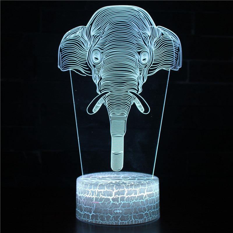 Realistic Elephant Head 3D Optical Illusion Lamp - 3D Optical Lamp