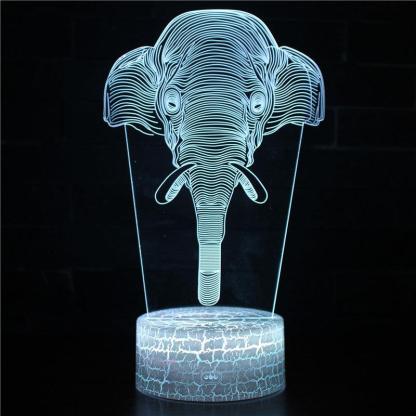 Realistic Elephant Head 3D Optical Illusion Lamp - 3D Optical Lamp