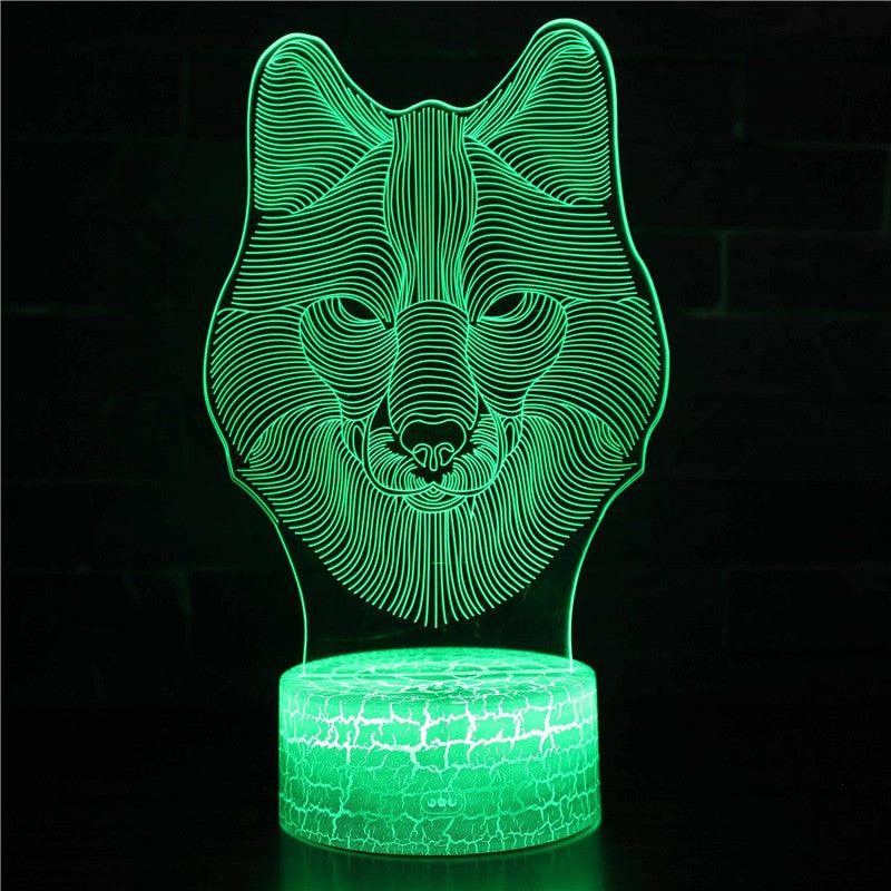 Abstract Front Wolf Lamp 3D Optical Illusion Light for Home-3D Optical Lamp
