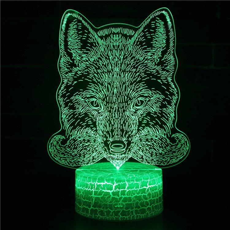 Abstract Furry Wolf Lamp  Light Up Your Wild Spirit in 3D-3D Optical Lamp