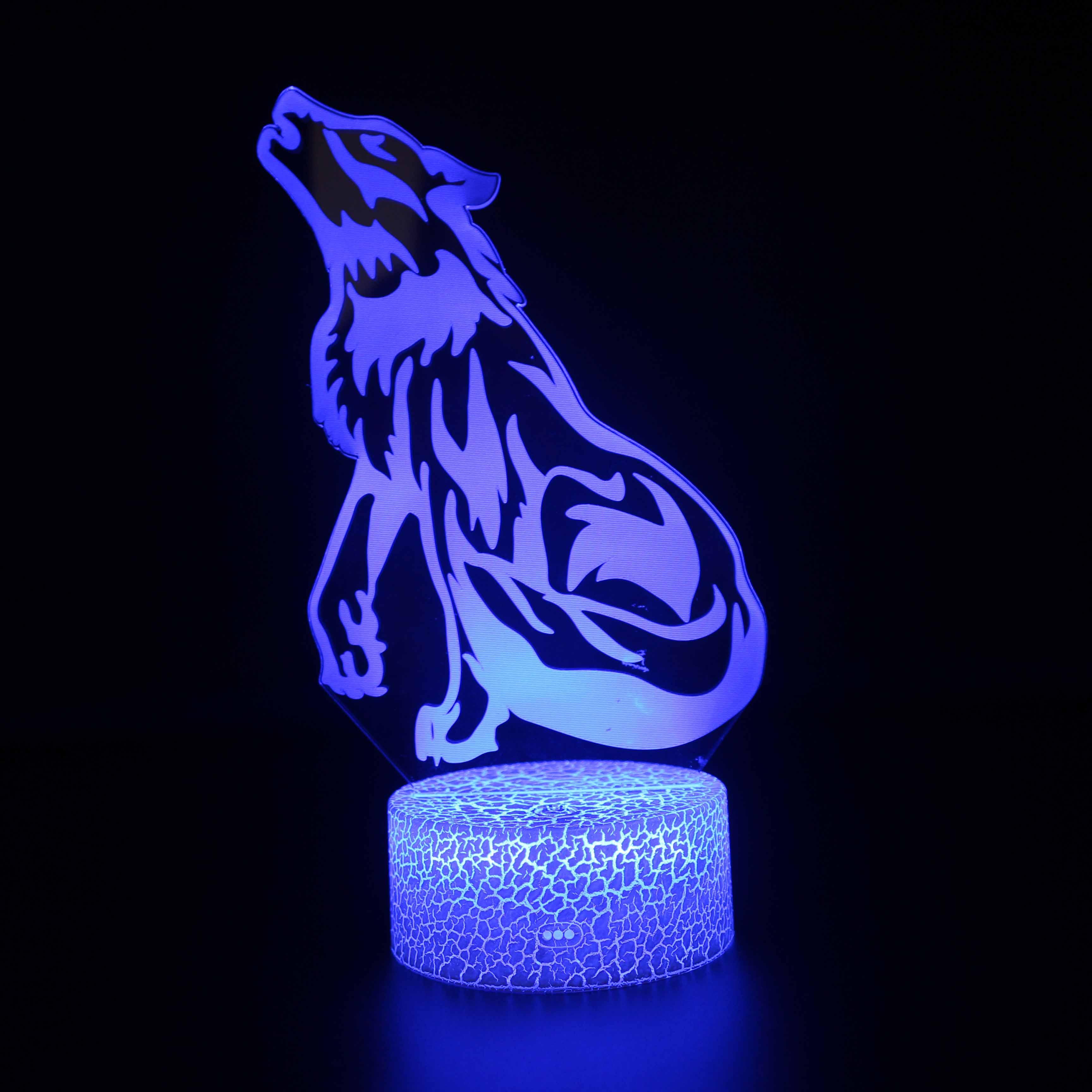 Abstract Howling Wolf Lamp 3D Optical Illusion Light-3D Optical Lamp