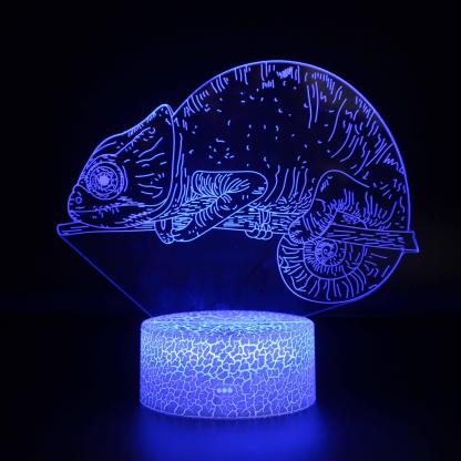 Chameleon 3D Lamp – LED Light for Kids, Reptile Rooms & Jungle Decor-3D Optical Lamp