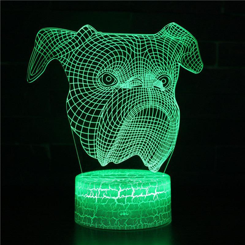 Bull Dog Head 3D Optical Illusion Lamp - 3D Optical Lamp