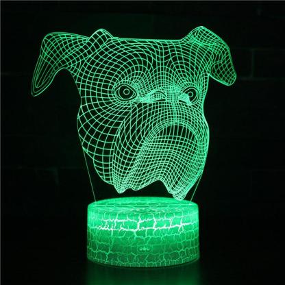 Bull Dog Head 3D Optical Illusion Lamp - 3D Optical Lamp