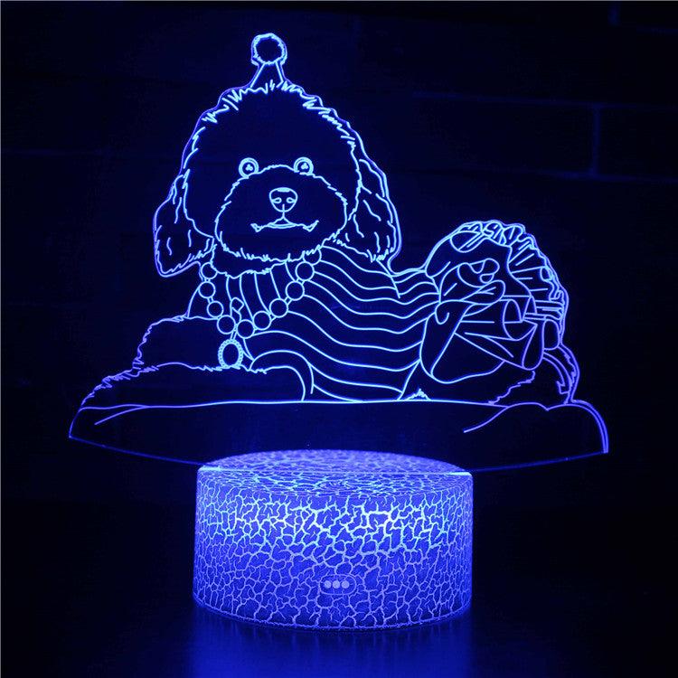 Poodle Dog Optical Lamp with 16 Color LED Light and Touch Control-3D Optical Lamp