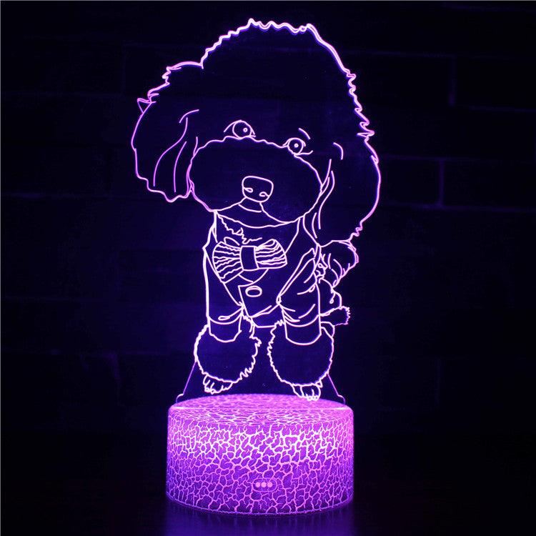 Poodle Dog 3D Illusion Lamp with Color Changing Touch-3D Optical Lamp
