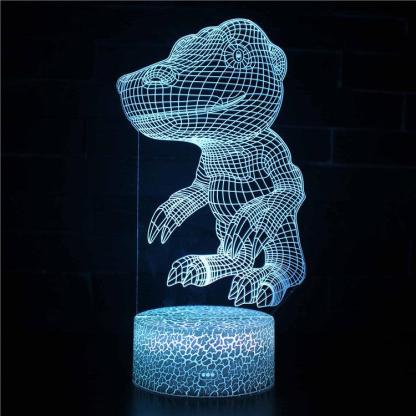 Realistic Small Animated Dinosaur 3D Optical Illusion Lamp - 3D Optical Lamp