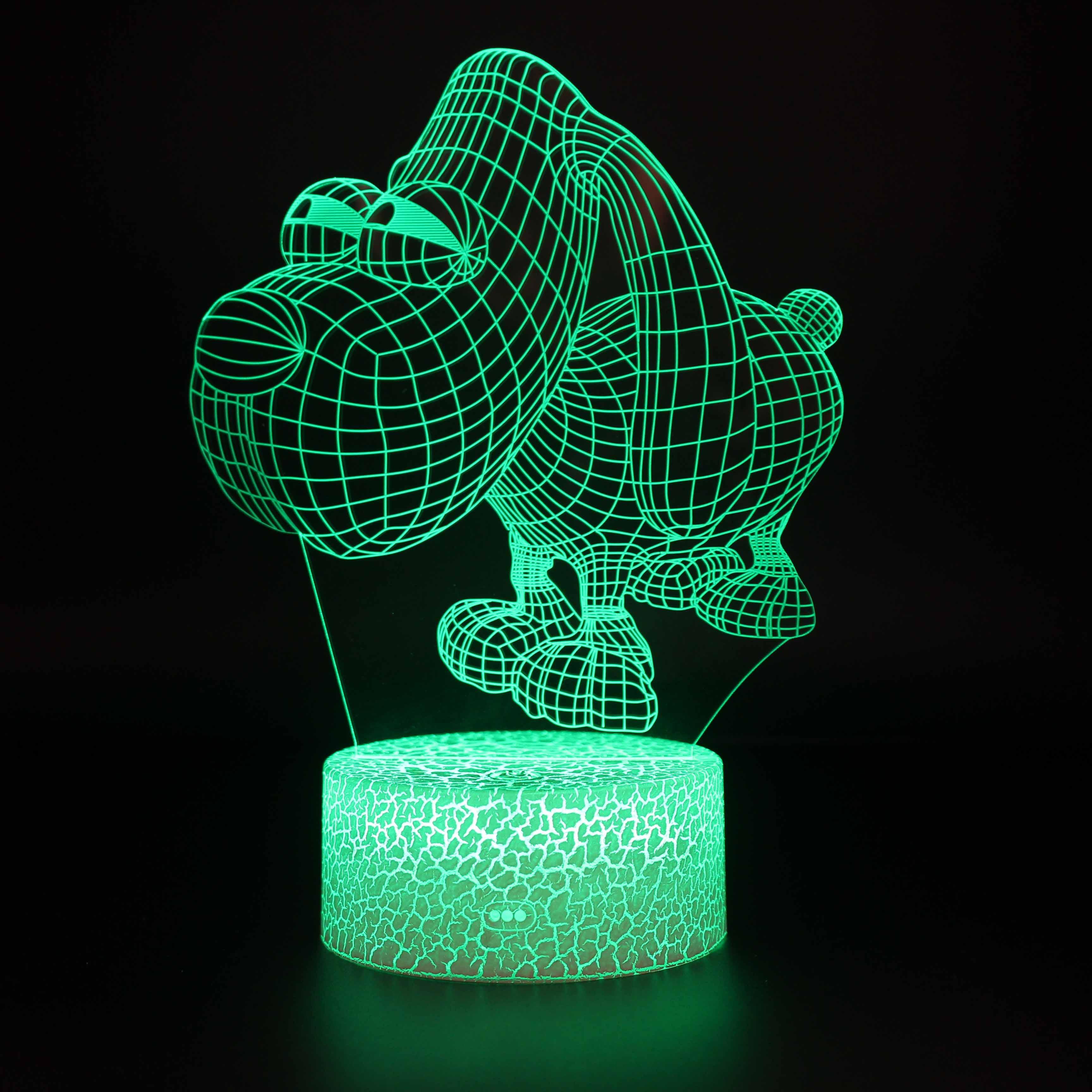 Puppy Dog Illusion Lamp with Remote and Touch Color LED Light-3D Optical Lamp