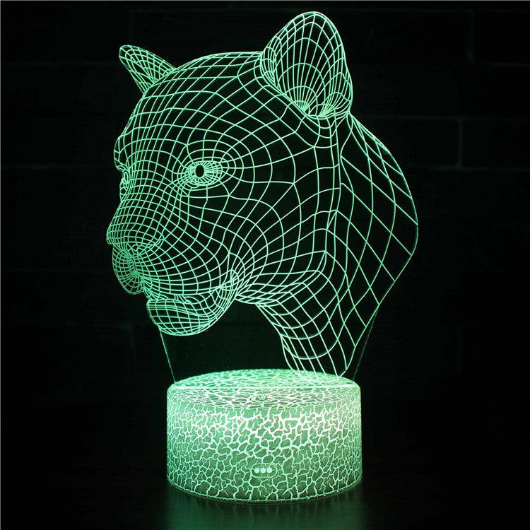 Realistic Leopard Head 3D Optical Illusion Lamp - 3D Optical Lamp