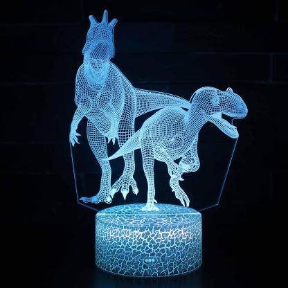 Realistic 2 T-Rex Roaring Dinosaur 3D Optical Illusion Lamp-3D Optical Lamp