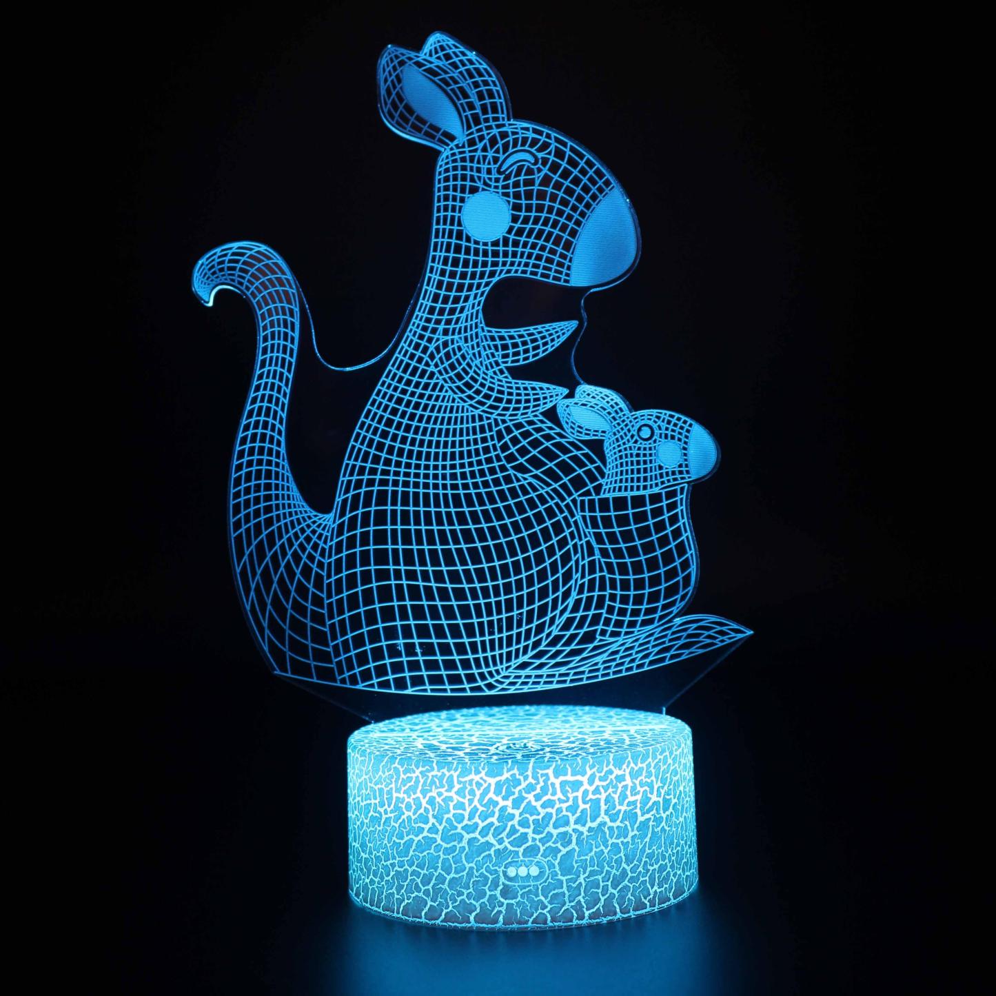 Kangaroo & Baby 3D Optical Illusion Lamp - 3D Optical Lamp