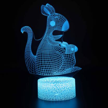 Kangaroo & Baby 3D Optical Illusion Lamp - 3D Optical Lamp