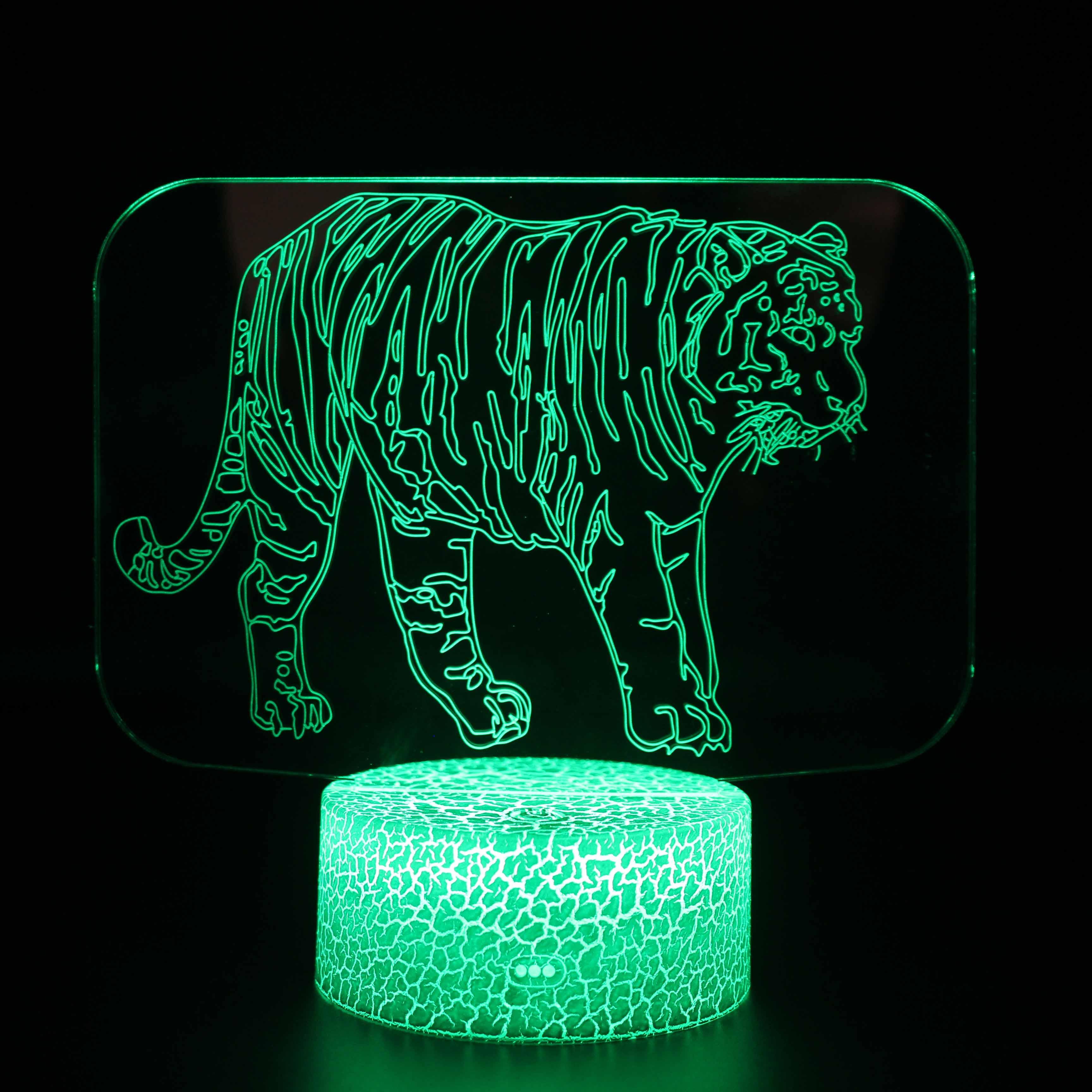 Realistic Tiger 3D Optical LED Lamp to Enhance the Room-3D Optical Lamp