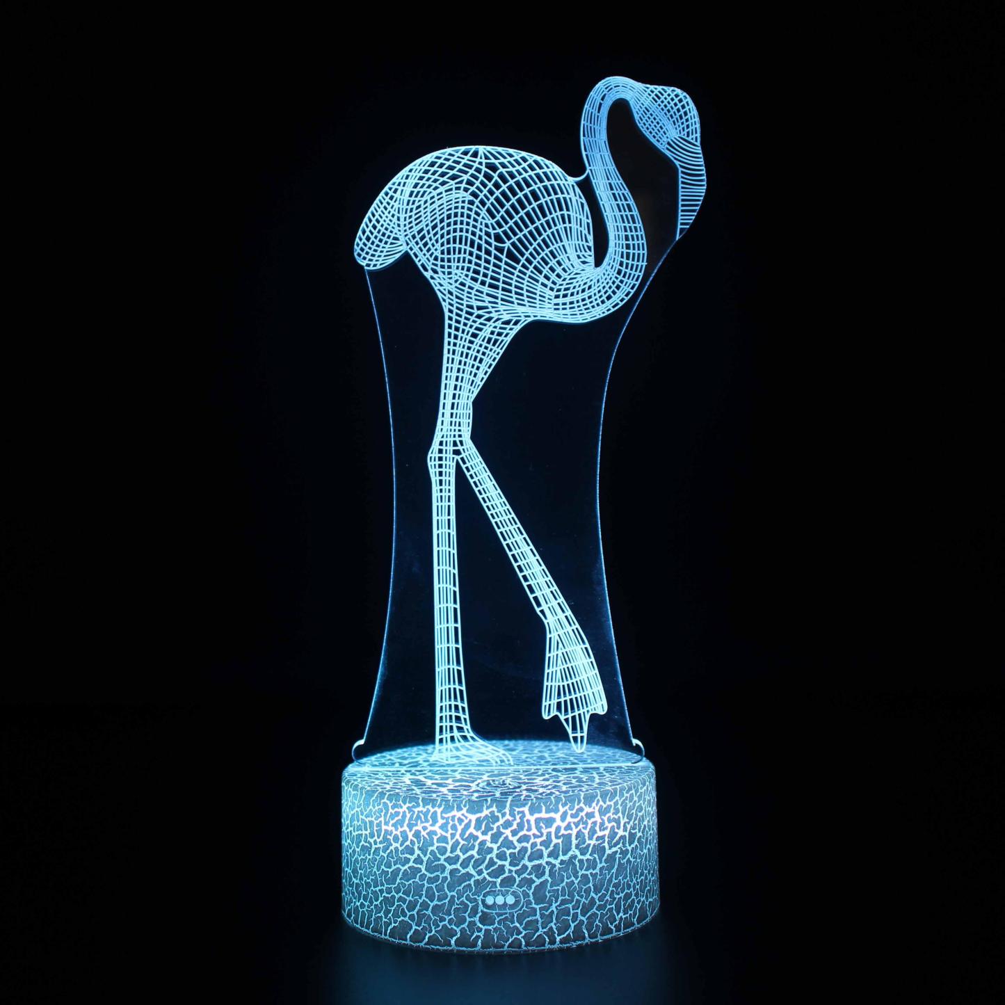 Flamingo 3D Lamp – LED Optical Night Light for Girls, Décor & Gifts-3D Optical Lamp