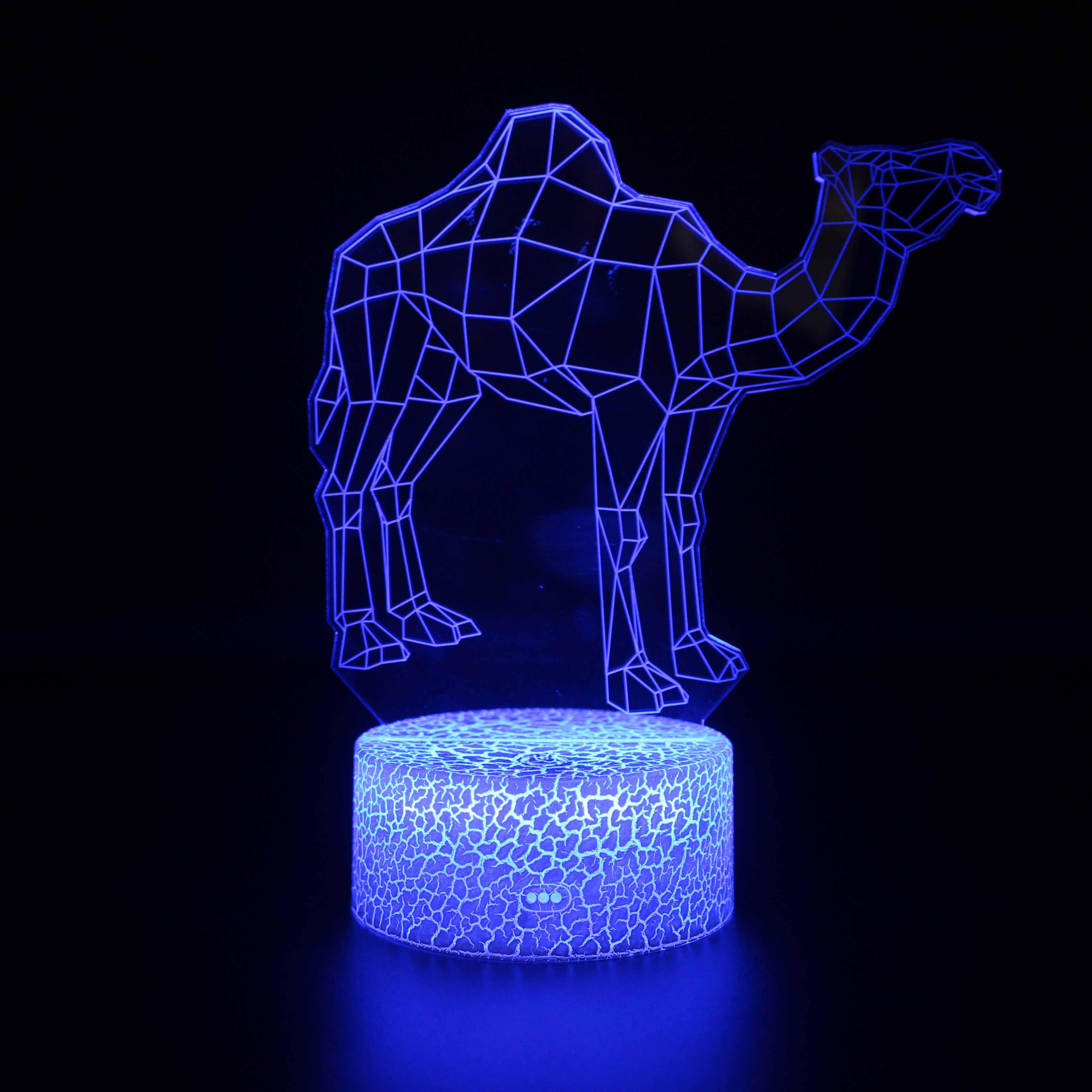 Camel 3D Lamp – LED Night Light for Kids, Safari Décor & Animal Lovers-3D Optical Lamp