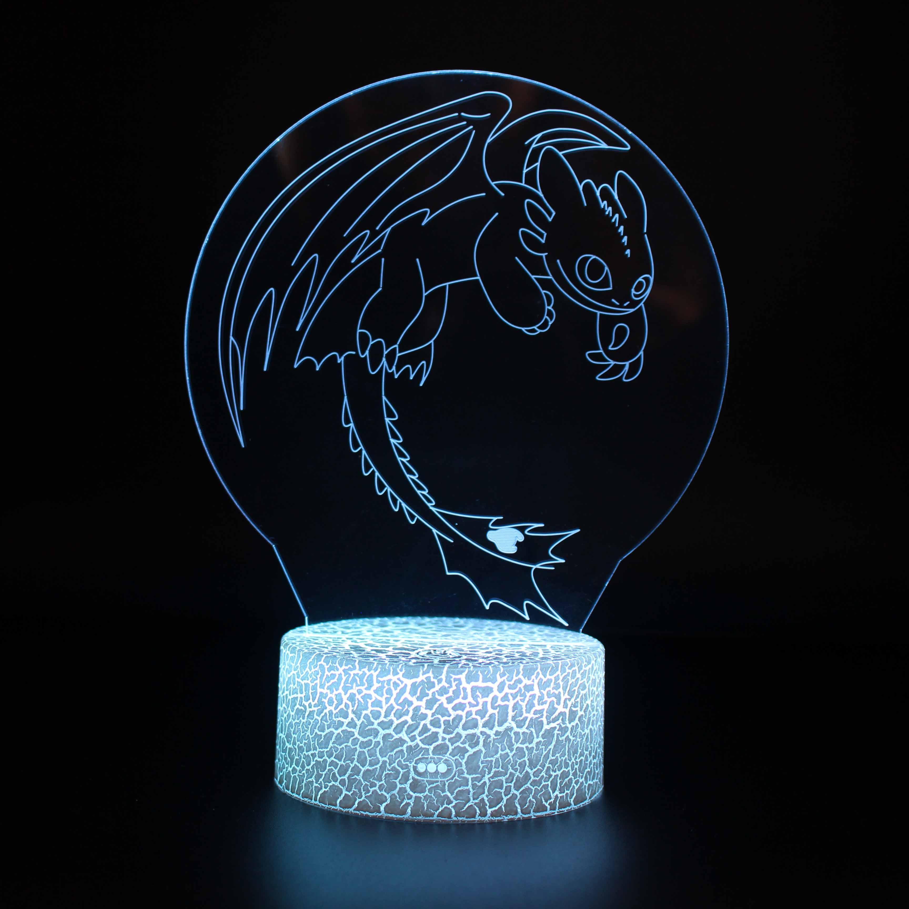 Animated Dragon Dinosaur Lamp with Touch and Remote-3D Optical Lamp
