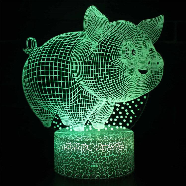 Cute Pig 3D Lamp – LED Night Light for Kids, Room, Gift-3D Optical Lamp