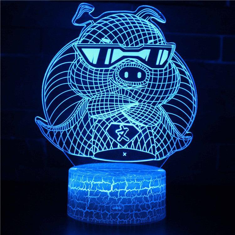 Cute Animal Pig Cartoon Optical Illusion Lamp - 3D Optical Lamp