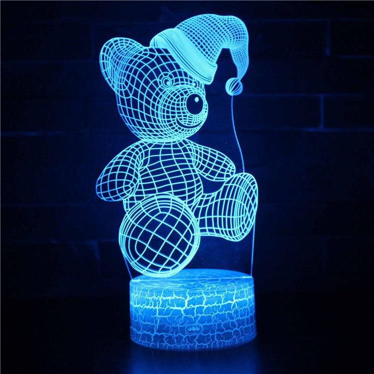 Teddy Bear Christmas 3D Optical Illusion Lamp - 3D Optical Lamp