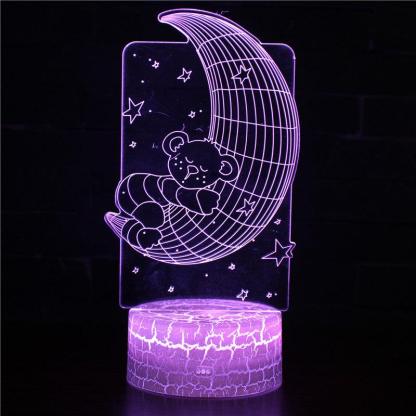 Teddy Bear Moon 3D Optical Illusion Lamp - 3D Optical Lamp