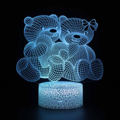 Teddy Bears Love Lamp 3D Optical Illusion LED Night Light-3D Optical Lamp