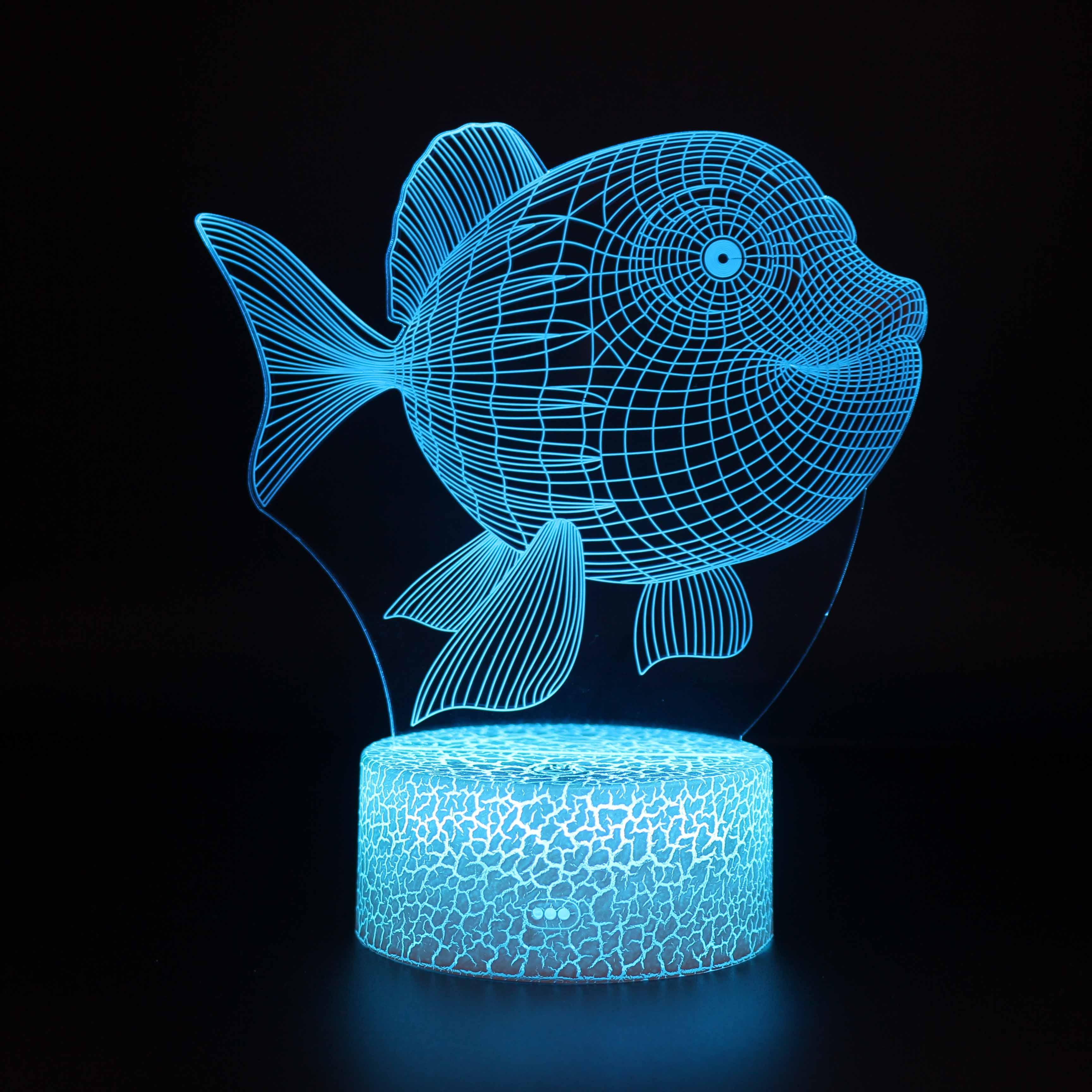 Realistic Fish Marine Life 3D Optical Illusion Lamp - 3D Optical Lamp