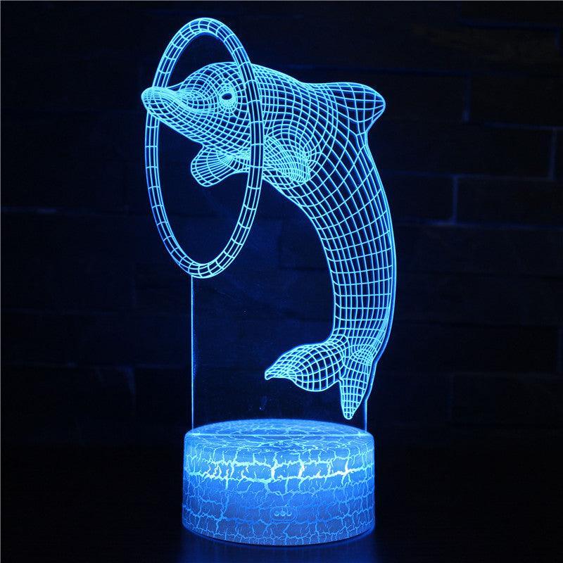 Realistic Dolphin Marine Life 3D Optical Illusion Lamp - 3D Optical Lamp