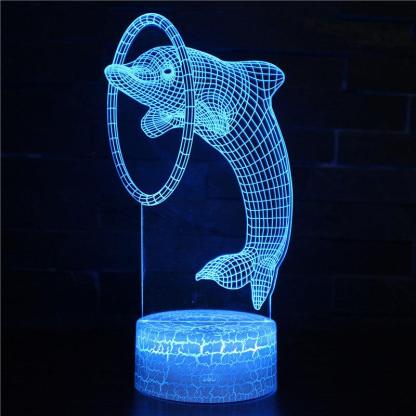 Realistic Dolphin Marine Life 3D Optical Illusion Lamp - 3D Optical Lamp