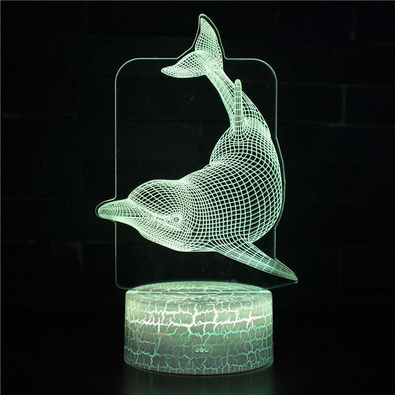 Realistic Dolphin Marine Life 3D Optical Illusion Lamp - 3D Optical Lamp