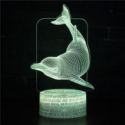 Realistic Dolphin Marine Life 3D Optical Illusion Lamp - 3D Optical Lamp