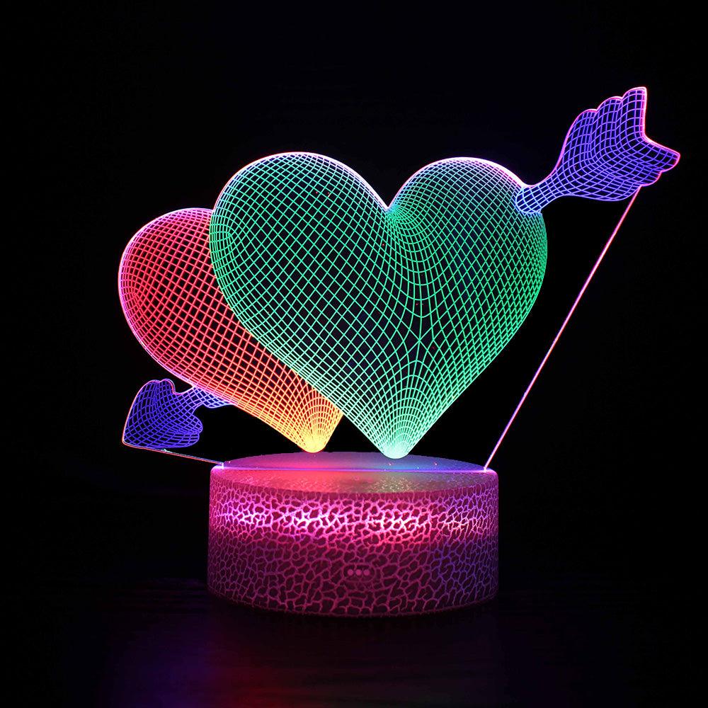 Double Arrow Heart 3D Optical Illusion Lamp For Home Decor-3D Optical Lamp