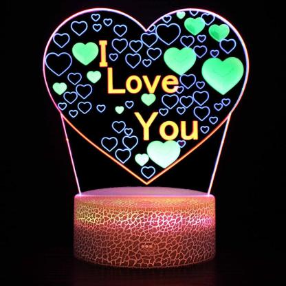 I Love You Bubble Hearts 3D Optical Illusion Lamp - 3D Optical Lamp