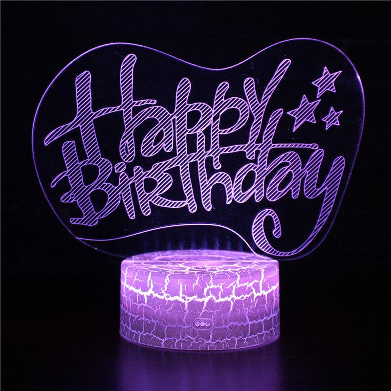 Happy Birthday Cake 3D Optical Illusion Lamp - 3D Optical Lamp
