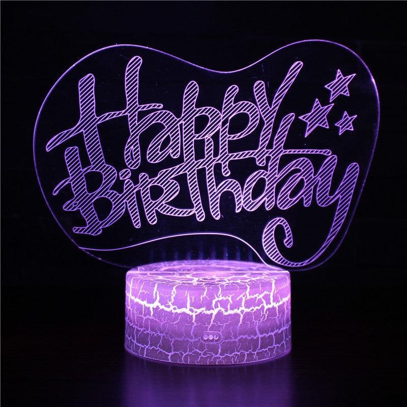 Happy Birthday Cake 3D Optical Illusion Lamp - 3D Optical Lamp