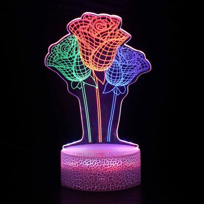 Tripple Rose 3D Optical Illusion Lamp For Decor And Design-3D Optical Lamp