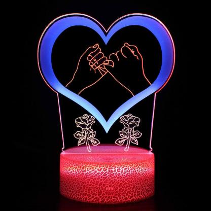 Pinky Promise Heart 3D Optical Illusion Lamp - 3D Optical Lamp