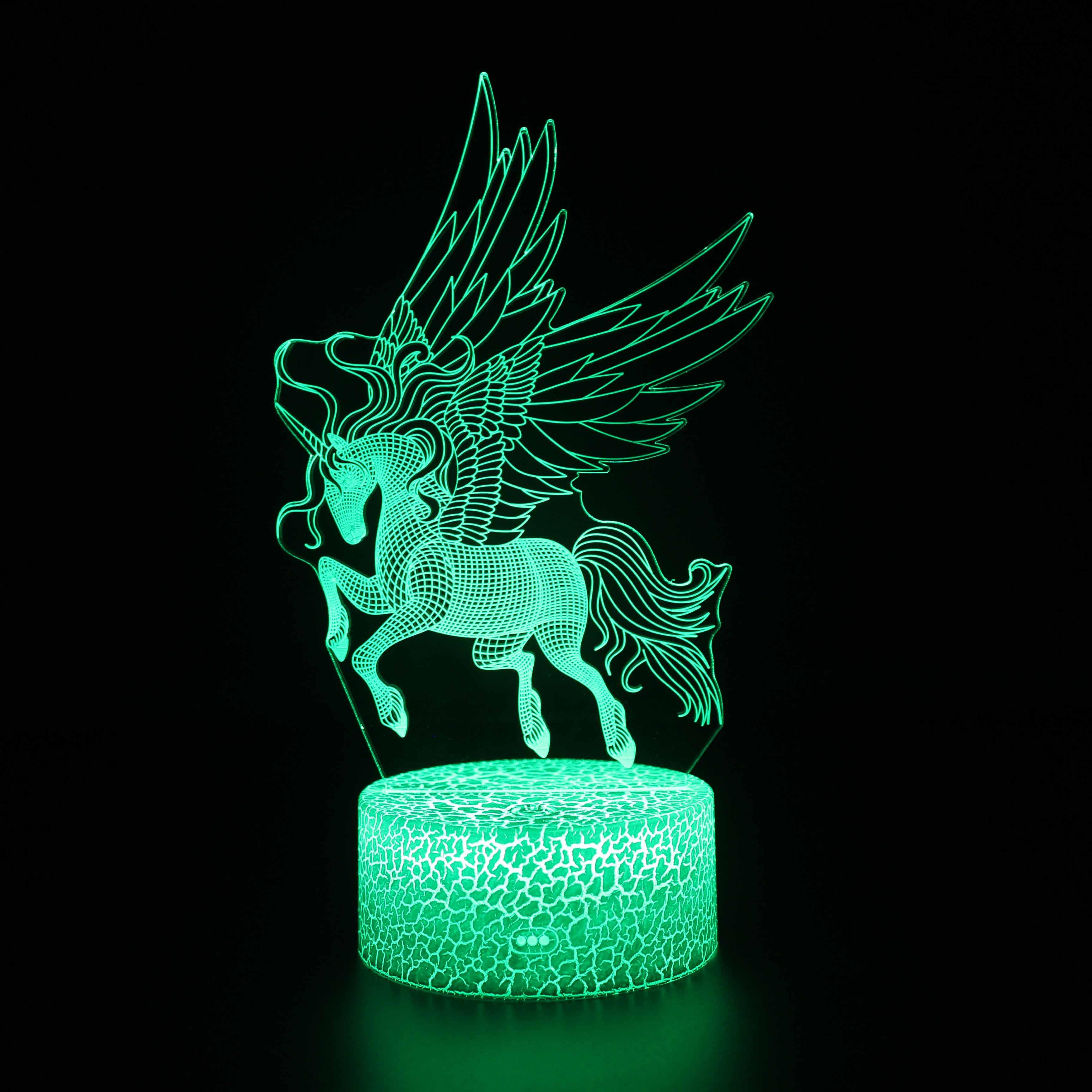 Abstract Green Unicorn Lamp Captivating 3D Optical Illusion Light-3D Optical Lamp