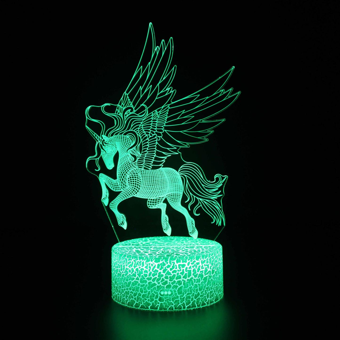 Abstract Green Unicorn Horse Optical Illusion Lamp - 3D Optical Lamp