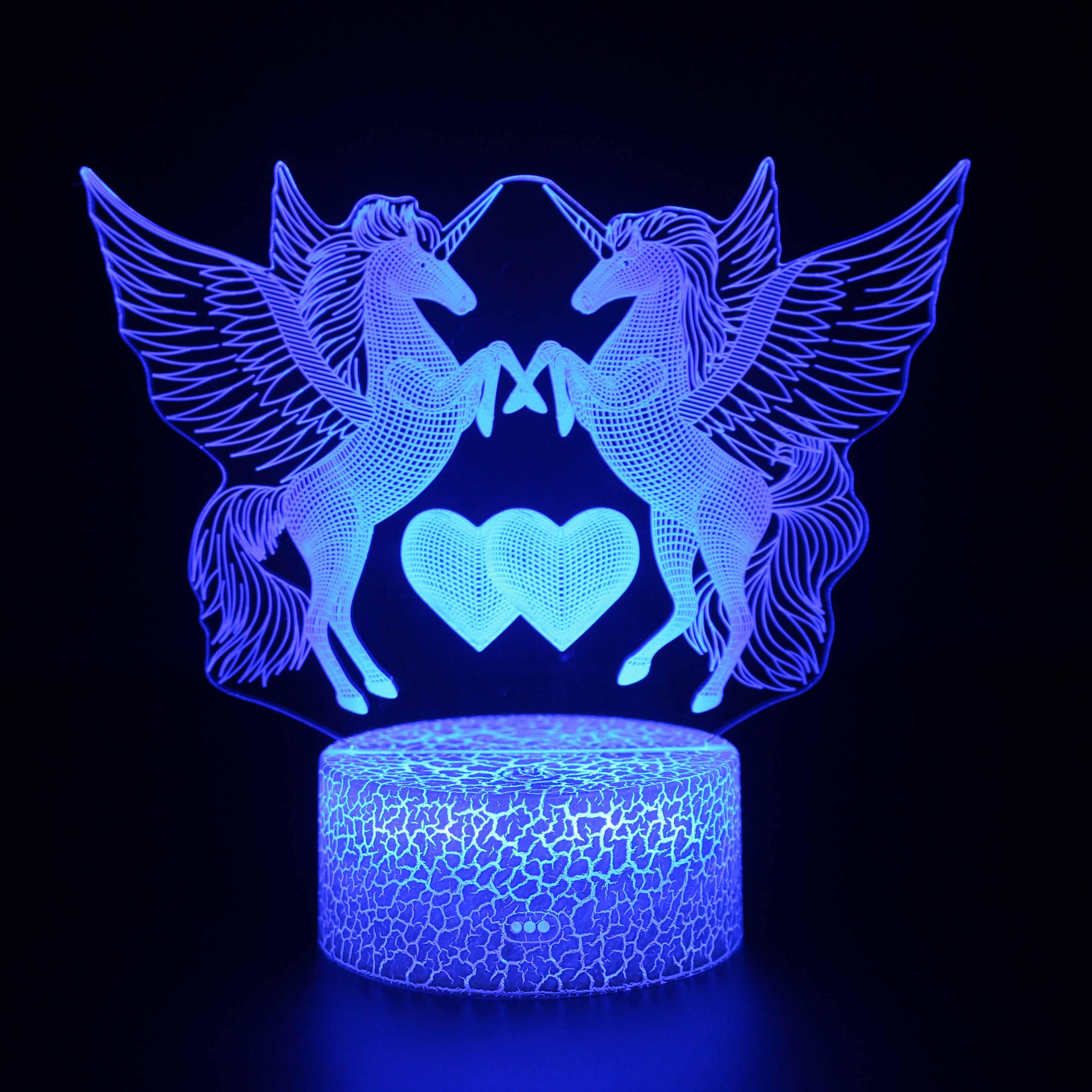 Abstract Two Unicorn Lamp A Touch of Magic for Every Room-3D Optical Lamp